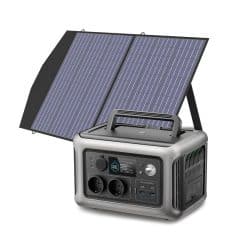 Solar panel portable power station for emergency backup and outdoor use, eco-friendly energy solution.