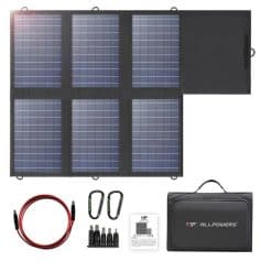High-efficiency monocrystalline solar panel kit with portable storage case, connecting cables, and mounting hardware for sustainable solar energy solutions.