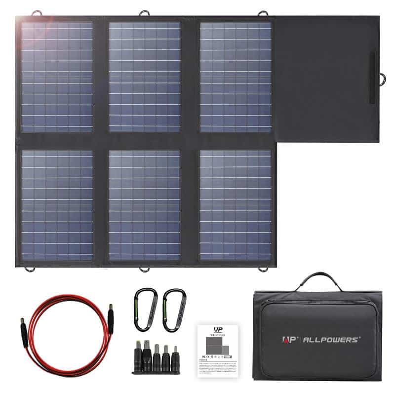 High-efficiency monocrystalline solar panel kit with portable storage case, connecting cables, and mounting hardware for sustainable solar energy solutions.