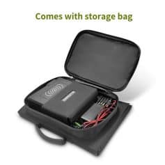 Portable medical device with storage case for advanced health monitoring and diagnostics, featuring wireless capabilities and rechargeable batteries.