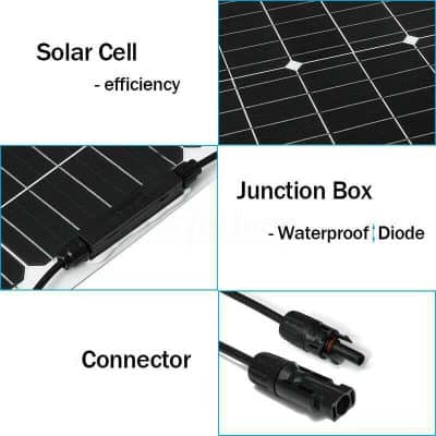 High-efficiency solar cell with durable junction box and waterproof diode for reliable solar power systems.