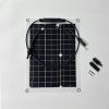 Flexible solar panel with connecting cables and connectors, ideal for eco-friendly energy solutions.