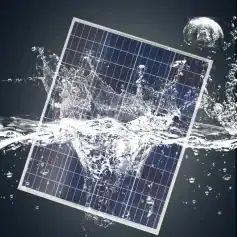 Solar panel in water splash for eye health and vision correction.