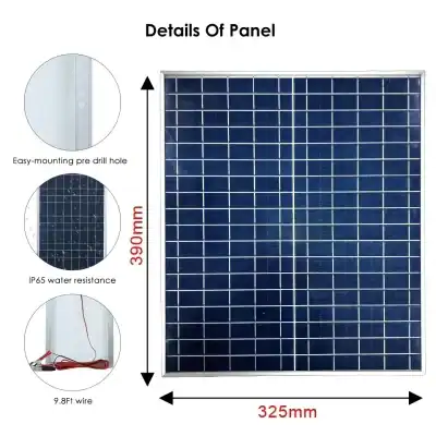 High-efficiency solar panel for renewable energy solutions at Monalisa Store, featuring easy-mount design, IP65 water resistance, and 9.8 ft wiring for optimal outdoor solar power performance.