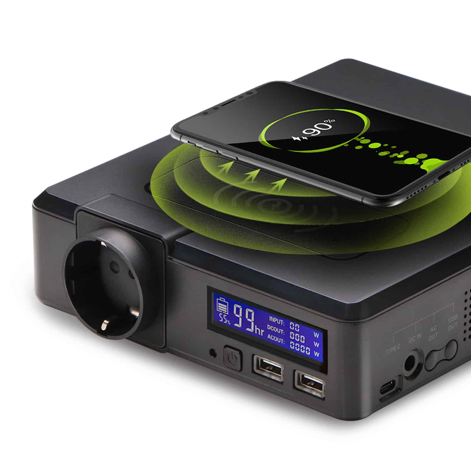 Wireless charging station for smartphones, with advanced power management and multi-device support, ideal for modern tech accessories.