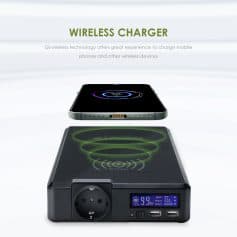 Wireless charging station for mobile phones and wireless devices at Monalisa Store, featuring Qi wireless technology for convenient, efficient charging solutions.
