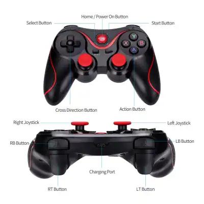 Wireless gaming controller with ergonomic design, responsive buttons, dual analog sticks, and customizable features for enhanced gameplay experience. Perfect for PlayStation and PC gaming.
