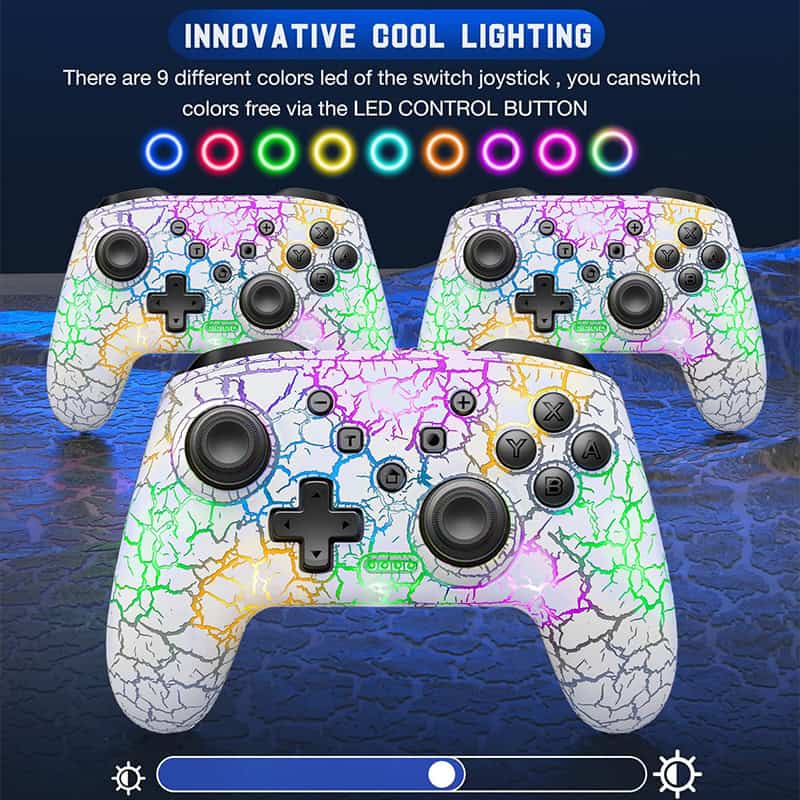 Colorful gaming controllers with LED lights, vibrant cracked crackle design ideal for gaming accessories, LED controller with multiple color options, perfect for gamers looking for customizable game controllers, Monalisa Store gaming accessories, LED lighted game controllers for enhanced gameplay experience, decorative gaming controllers with multicolor LED lighting, trendy gaming gear from Monalisa Store featuring customizable LED controllers, innovative gaming controllers with multicolor LED lighting, perfect for gaming enthusiasts seeking stylish and functional game controllers.