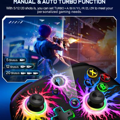 High-tech gaming controller with colorful LED lights, designed for enhanced gaming performance and customization, ideal for fast-paced shooting and action games on Monalisa Store website.