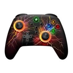 Vibrant gaming controller with lightning bolt design and multicolor B, Y, A, X buttons for esports and gaming enthusiasts.