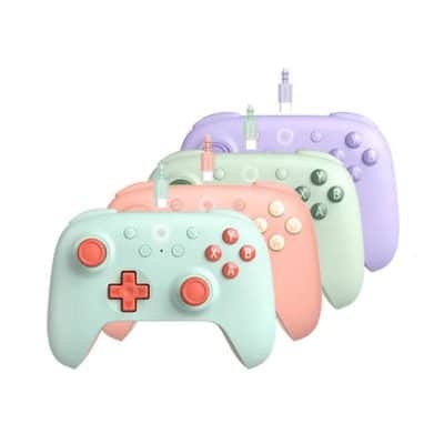 Colorful gaming controllers in pastel shades for kids and adults, ideal for gaming and entertainment.