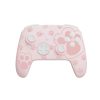 Pink gaming controller with paw print design, perfect for kids and gaming enthusiasts. Wireless and ergonomic, ideal for playing games on consoles and PCs.