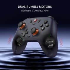 Wireless gaming controller with dual rumble motors, ergonomic design, and responsive buttons for a realistic gaming experience. Perfect for console gaming enthusiasts.