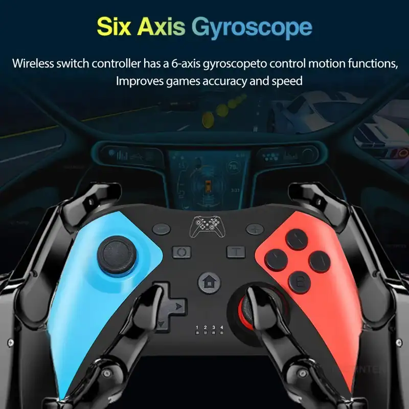 Six Axis Gyroscope racing game controller with dual grip design for enhanced gaming experience and precise control.