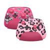 Colorful kids' gaming controllers with pink and black animal print designs, perfect for children who love gaming and playful accessories.