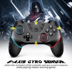 Gyro controller with 6-axis motion sensors for gaming and virtual reality experiences.
