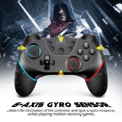 Gyro controller with 6-axis motion sensors for gaming and virtual reality experiences.