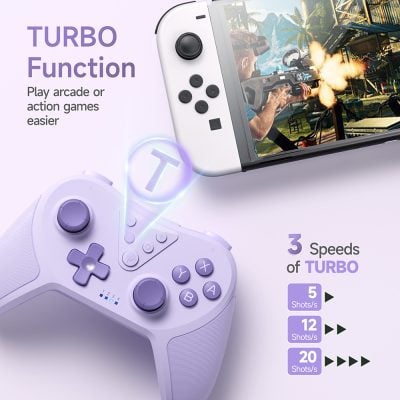 Fast wireless gaming controller for mobile devices, turbo function for arcade or action games, customizable shooting speeds for enhanced gaming experience, compatible with smartphones, portable gaming accessory, ideal for mobile gamers, ergonomic design, high responsiveness, easy to use for gaming enthusiasts, enhances mobile gaming performance.