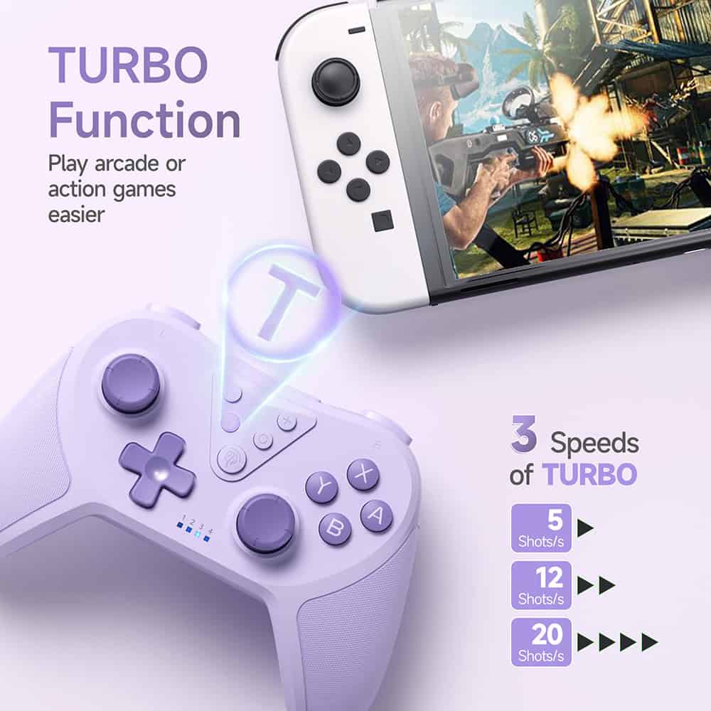 Fast wireless gaming controller for mobile devices, turbo function for arcade or action games, customizable shooting speeds for enhanced gaming experience, compatible with smartphones, portable gaming accessory, ideal for mobile gamers, ergonomic design, high responsiveness, easy to use for gaming enthusiasts, enhances mobile gaming performance.