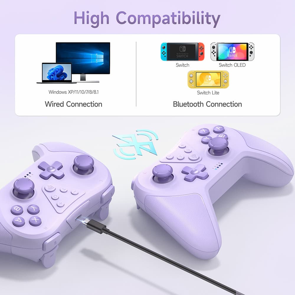 Wireless gaming controllers for Switch and other consoles, compatible via Bluetooth. Perfect for enhanced gaming experience on Switch Lite, OLED, and Nintendo Switch with wired and wireless connectivity options.