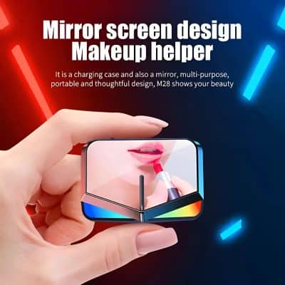 Mirror screen design makeup helper portable charging case with built-in mirror, perfect for makeup application on the go. Compact, multi-purpose beauty accessory from Monalisa Medical store.