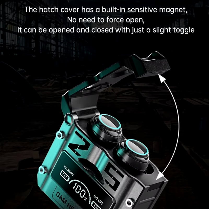 Battery-powered portable Bluetooth earbud charging case with magnetic lid for easy opening and closing | Monalisa Store.