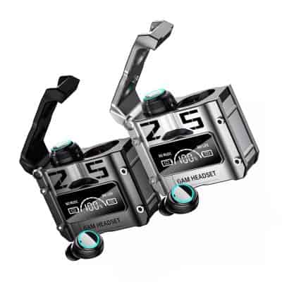 Wireless gaming headsets with digital display and adjustable ear cups, ideal for immersive audio experiences.