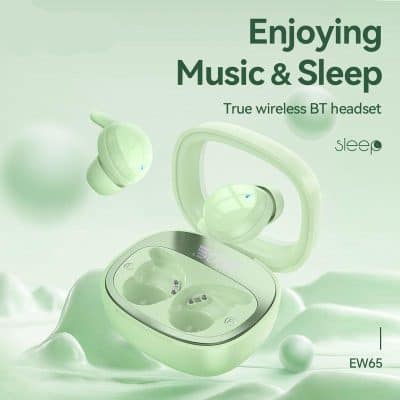 Wireless Bluetooth true wireless earbuds with charging case, mint green color, for music and sleep enhancement, popular Monalisa Medical store product.