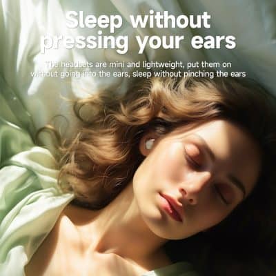 Wireless earbuds for sleeping comfortably without pressing your ears, lightweight and mini design, perfect for relaxation and music.