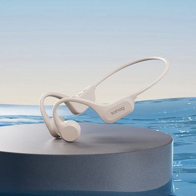 Sanng waterproof wireless Bluetooth headset with flexible neckband, ideal for fitness and outdoor activities, offers high-quality sound and comfortable fit for active lifestyles.
