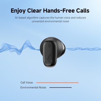 Wireless Bluetooth earbuds with noise reduction for clear calls and audio quality, ideal for outdoor and professional use at Monalisa Store.