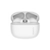Wireless Bluetooth earbuds in white in charging case, modern audio tech for daily use.