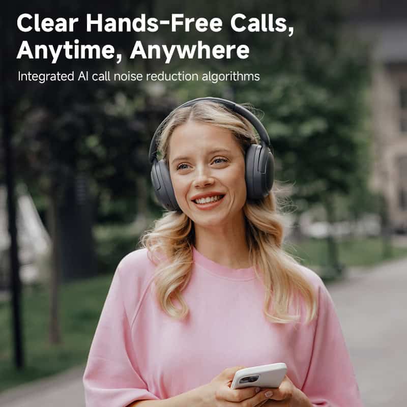 Wireless Bluetooth headphones for hands-free calls and music, noise-canceling technology, comfortable over-ear design, ideal for outdoor use and active lifestyles.