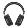 Wireless black over-ear Bluetooth headphones with cushioned ear cups and adjustable headband, ideal for music lovers and professionals. Perfect for comfortable listening during work, travel, or at home.