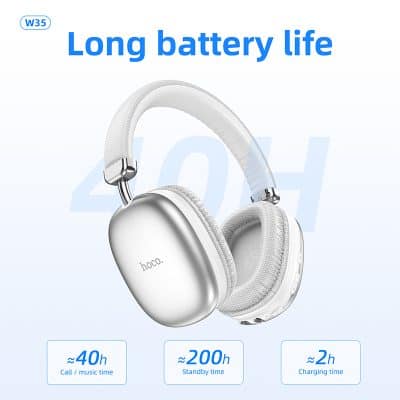 Wireless headphones with long battery life, call, music, standby, charging time, modern design, portable audio, high-quality sound, comfortable fit, Bluetooth headphones.