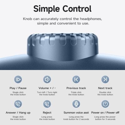 Wireless Bluetooth headphone control knob for easy volume adjustment and track management at Monalisa Store.