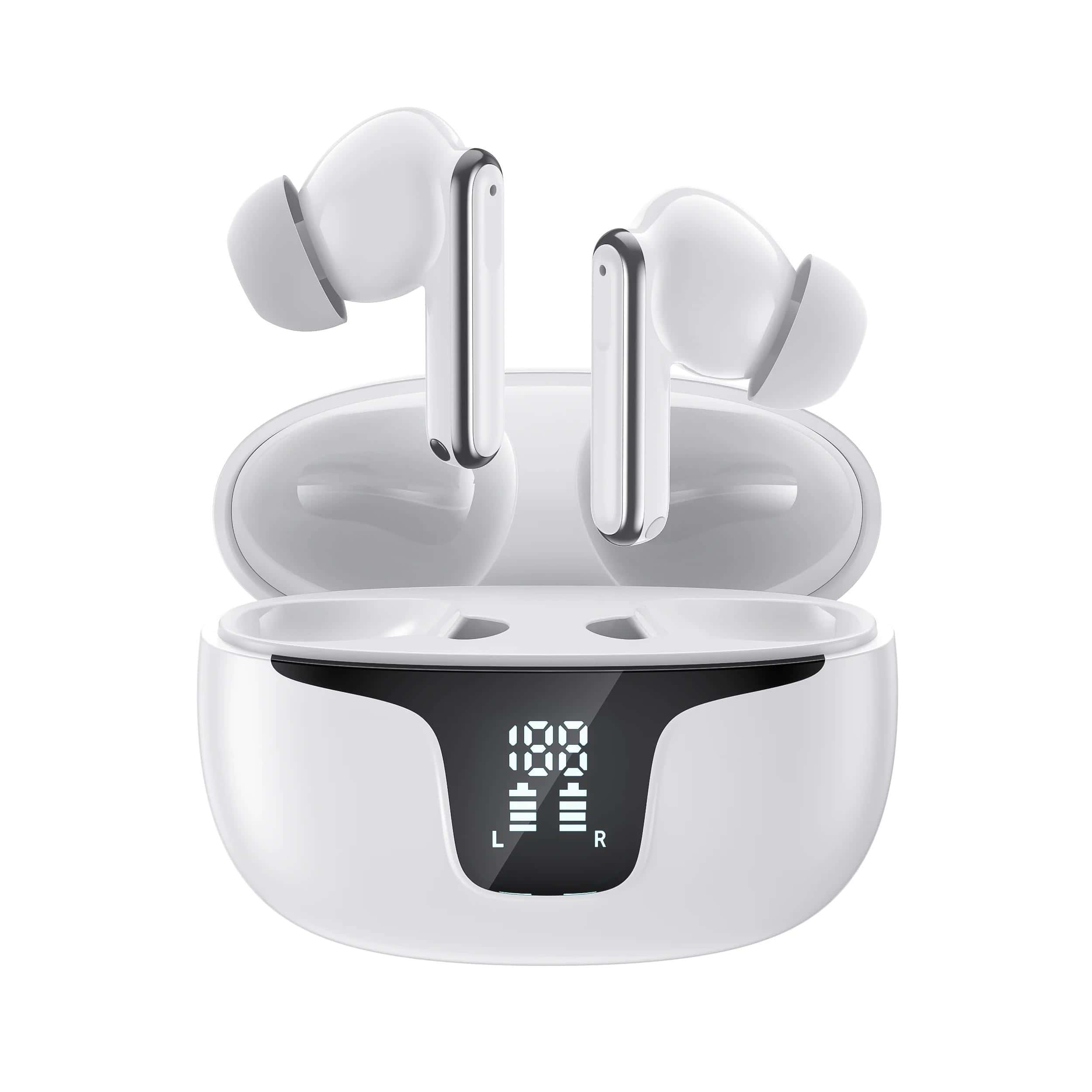 Wireless Bluetooth Earbuds with Charging Case, True Wireless Earphones, Noise Cancelling, Sweatproof, for Sports and Travel, Compatible with iPhone and Android Devices.
