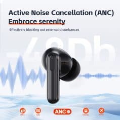 Wireless Bluetooth Earbuds with Active Noise Cancellation for Clear Listening Experience.