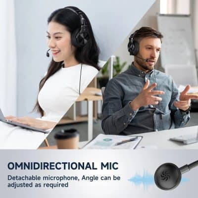 Omnidirectional microphone for professional communication, detachable with adjustable angle, ideal for call centers, gaming, and online meetings at Monalisa Store.
