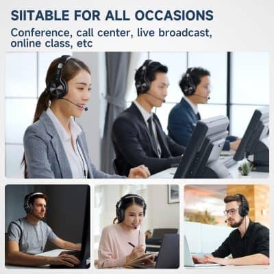 Conference call center headset for online support and virtual meetings.