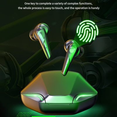 Wireless earbuds with fingerprint sensor technology for secure, high-quality sound at Monalisa Store, a trusted optometry retailer.