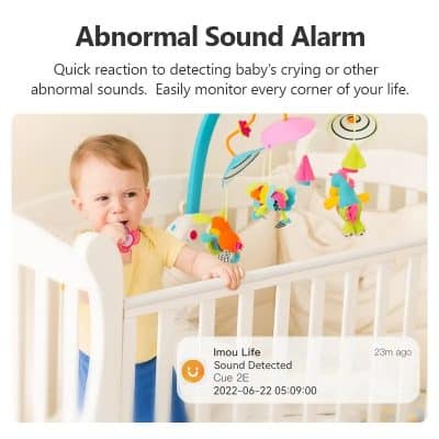 Colorful baby mobile with musical and lights features for monitoring infant sounds and sounds alarm. Suitable for nursery.