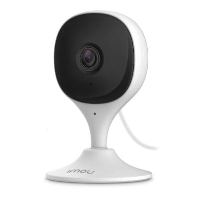 Compact white security camera with wide-angle lens, ideal for home and office surveillance, offering high-quality video monitoring and easy setup from Monalisa Store.