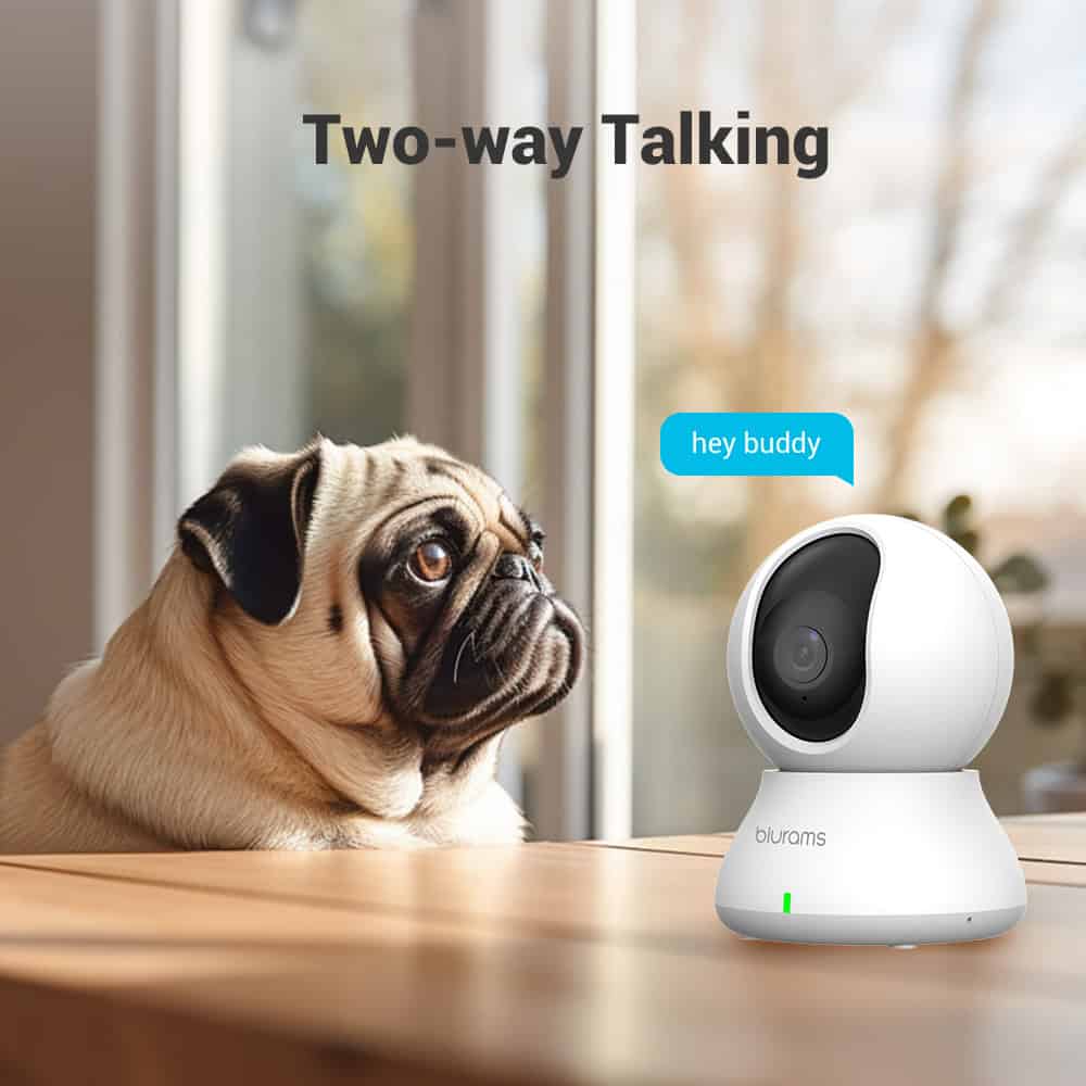 - Compact pet camera with two-way audio for monitoring and communicating with pets from anywhere.