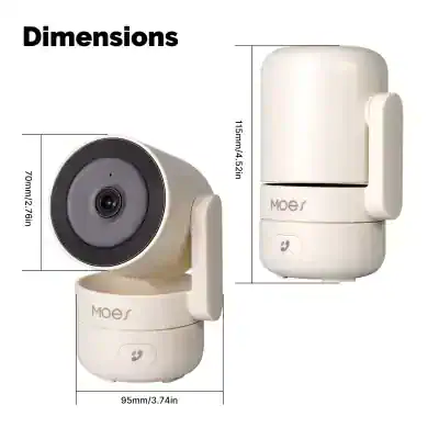 Wireless security camera with compact design and dimensions 115mm x 70mm, ideal for home and office surveillance, offering high-definition video quality and easy installation for enhanced safety.