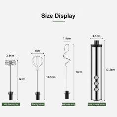 Stainless steel milk powder mixer with digital display and ergonomic design for efficient coffee and beverage preparation. Perfect for home and commercial use.