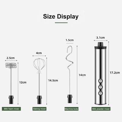 Stainless steel milk powder mixer with digital display and ergonomic design for efficient coffee and beverage preparation. Perfect for home and commercial use.