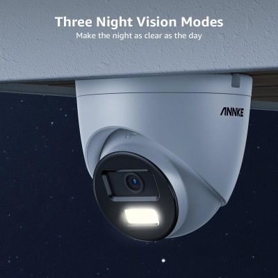 CCTV security camera with night vision modes installed outdoors for enhanced surveillance and safety.