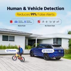 Vehicle and human detection system reduces 99% false alerts for smart security solutions. Detects vehicles and humans accurately, minimizing false alarms and enhancing security monitoring for residential and commercial properties.