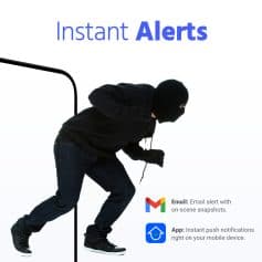 Suspicious person wearing black mask and hoodie crouching near Monalisa Medical store, security alert, theft prevention, security breach detection.